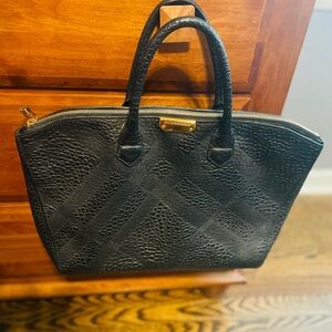 Burberry Black Embossed Leather Dewsbury Sachel